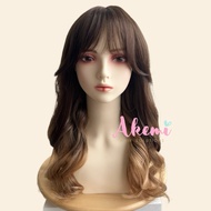 Lace FRONT wig AKEMI Bangs KOREAN WAVE 45cm [wig Adult Women wig KOREAN natural Long]