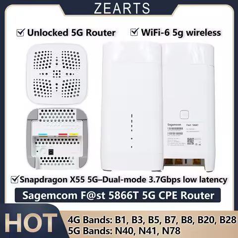 Upgraded Sagemcom Fast 5866T 5G CPE Unlocked Wireless Router WiFi6 Dual Mode 3700Mbps Desktop Broadb