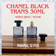 Chanel Black Transparent Glass Perfume Bottle 30ML Rotary Drat Spray - 30ML GLASS EMPTY PERFUME BOTT