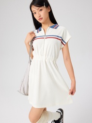 Cider Striped Polo Zipper Mini Dress