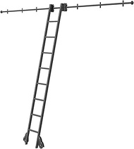 3.3ft-20ft Sliding Ladder Library Full Set Hardware Rolling Track (No Ladder), Round Tube Mobile Lad
