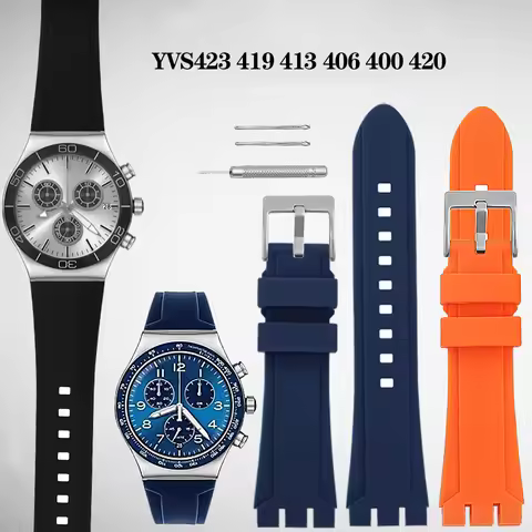 Silicone Strap Replacement Swatch YVS420 YVS454 YVS423 419 413 406 400 420 Rubber Watch Strap Access