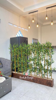 Partisi Bambu T 120cm Penyekat ~ Pembatas Hias Tirai Bambu Ruangan Rumah Dekorasi Bambu Artificial D