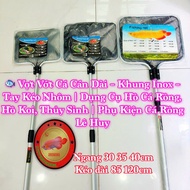 Long Handle Fish Net – Stainless Steel Frame – Aluminum Pull Handle | Arowana Pond, Koi Pond, Aquari