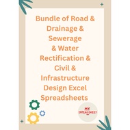 Bundle of Road & Drainage & Sewerage & Water Rectification & Civil & Infrastructure Design Excel Spr