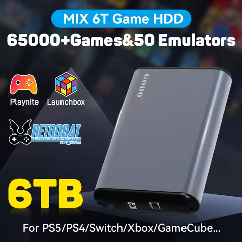 Mix 6T Portable Emulator Game HDD For PS5/PS4/PS3/Xbox/Switch/GameCube Retro Game Hard Drive With 65