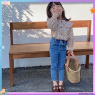 2024 Seluar Jeans Baby Girl Kids Jeans Gi rl Pants High Waist Pants Feet Pants（Need to order one lar
