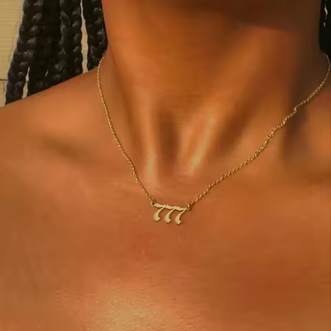 777 Angel Number Necklaces For Women Stainless Steel Couple Necklace Goth Chains Collar Choker Vinta