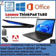 Lenovo ThinkPad  T480-T480S Laptop, 14" FHD Display  INTEL CORE i7-i5 8Th Gen - 24GB DDR4 RAM -512GB