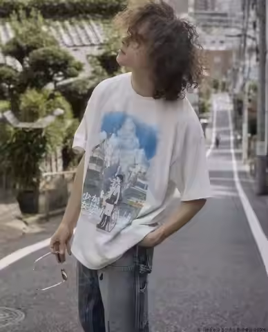 VINTAGE 26FW SAINT Mx6x GEEKS Classic Street Scene Illustration Design Fashion Short Sleeve T-Shirt 
