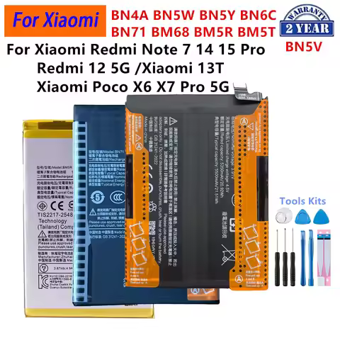 BN4A BN5W BN5Y BN6C BN71 BM68 BM5R BM5T BN5V BP59 Battery For Xiaomi Redmi Note 7 14 15 Pro Xiaomi 1