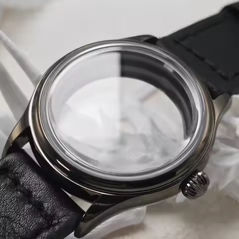 Gun Grey Classical NH35 Watch Case Dia 38mm Stainless Steel High Polished Domed Glass Crystal Fits N
