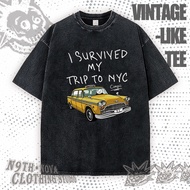 24H SHIP N9THNOVA T-Shirt I Survived NYC Yellow Taxi Cartoon Vintage-Like Trendy Casual