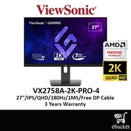 VIEWSONIC VX2758A-2K-PRO-4 2K QHD IPS GAMING LCD MONITOR (1MS, 180Hz, DP, VESA) Computer Monitor