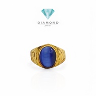 23K Blue Stone Gold Men's Ring - Diamond Jewelry