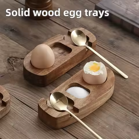 Acacia Wood Egg Tray Egg Cup Holder Eggshell Cup Egg Cup Punch Cup Holder Egg Holder Kitchen Egg Dis