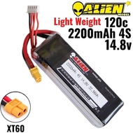 Alienmodel 4S 14.8V 2200mAh 120C Lipo Battery with XT60 Plug AL 2200/120-4SX