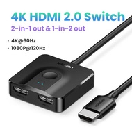 UGREEN HDMI Switch 4K60Hz with 3.3FT HDMI Cable, Bidirectional HDMI-compatible Splitter 2 in 1 Out HDMI Switcher Box 2 in 1 Out