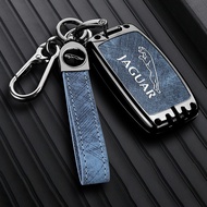 [Alloy+leather]Car key Case Cover for Jaguar XE XJ XJL XF E-Pace F-Pace  Premium leather Denim patte