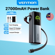 Vention 27000mAh 200W Powerbank With Cable Power Bank PD Fast Charge Smart TFT Screen Output Detacha