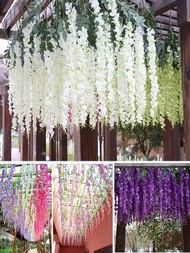 6入組/12入組人工懸掛花，紫藤花長絲花藤，在室內外婚禮拱門、背景板、派對房間和牆壁裝飾使用。具有優良耐氧化性的人工花。
