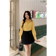 AA18-Quần giả váy nữ ngắn dáng A cạp cao phối cúc thanh lịch thời trang công sở Calie House Q3