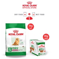 [เซตคู่สุดคุ้ม] Royal Canin Mini Indoor Senior 3kg + [ยกกล่อง 12 ซอง] Royal Canin Mini Ageing 12+ Po