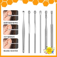 6Pcs Stainless Steel Ear Scoop Spiral Spring Ear Scoop Set Comfortable To Ear Cleaning Tools