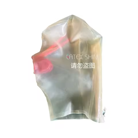 Lockable Zipper Latex Hood Mask Mouth Gag Plug Long Nasal Tube Lingerie Halloween Party Cosplay