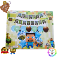 Theme Birthday Party Supplies Minecraft  Pixel Style Gamer Party Decorations Banner Balloons set