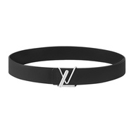 LV 2024 New Men's Logo Buckle Belt Business Versatile Grain Smooth Leather Black Double sided Belt M8498U