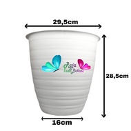 Original Turquoise Pot 30 Cm White Motif Plastic Pot 30cm White Flower Plastic Pot Vase