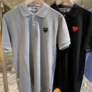 CDG Trendy Brand Love Polo Collar T-shirt for Men and Women, Loose Collar Sports Polo Shirt, Play Sh