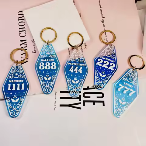 777 444 1111 888 222 Change Colors Numbers Acrylic Hotel Gift KeyChain Keyring Tag Key Chains Hotel