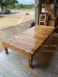 TT.Shop เแพร่ ตียงไม้สัก  เตียงสปาหัวบัง 3.5 ฟุต ขนาดประมาณ 107*200 * 40 cm. เตียงนอนเล่น เตียงสปา เตียงไม้ แหย่ง แคร่ไม้ เตียง