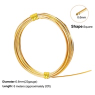 0.6mm0.8mm1.0mm 6M Square Coppers Wire Soft Yellow Brass Wire for Jewelry Beading Craft Work