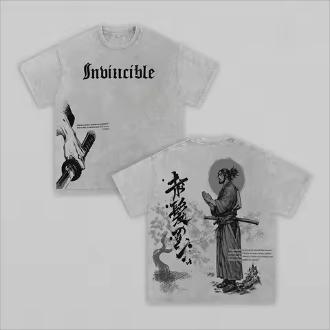 Vagabond Musashi Miyamoto Manga T-shirt Vintage Washed Oversized T Shirt Men Unisex Clothing Summer 