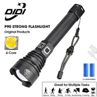 DIDI XHP90 LED Flashlight Strong Light Rechargeable Torch Light Waterproof  Zoom Flashlight Hunting 