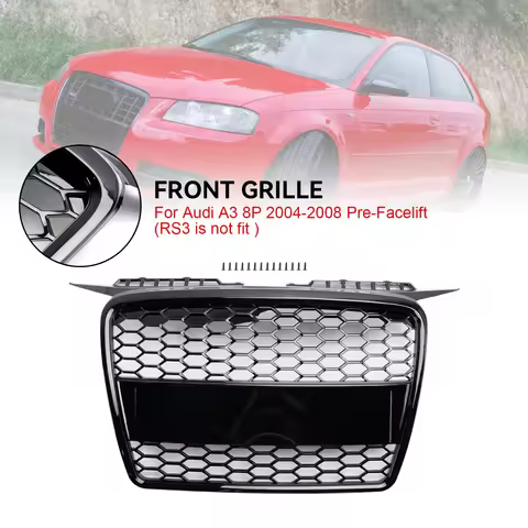 RS3 Style Front Bumper Grill Grille Fit for Audi A3 8P 2004-2008 8P4853651A