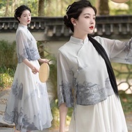 New Chinese Style Republic of China Improved Cheongsam Skirt Chinese Style Super Immortal Zen Tea Ar