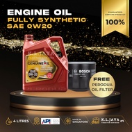 PERODUA SAE 0W-20 FULLY SYNTHETIC ENGINE OIL 4LITERS AXIA/MYVI/KANALI/KANCIL/VIVA/ALZA/ATIVA