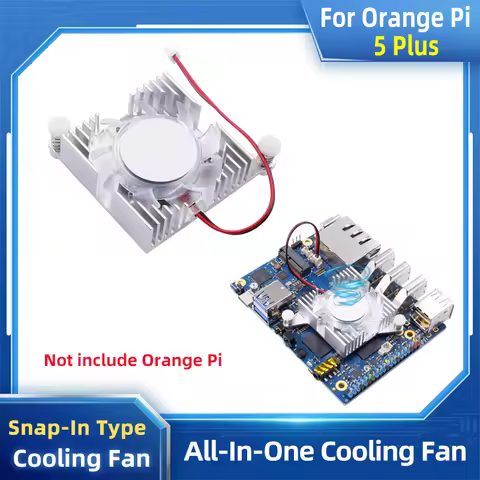 Official Orange Pi 5 Plus Integrated Aluminum Heatsinks Active Cooling Fan All In One Fin Radiator f