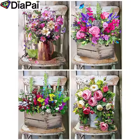 DIAPAI Diamond Painting Full Square/Round Diamond "Flower Rose" Pattern Embroidery Cross Stitch 5D R