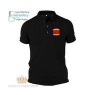 Baju Logo Sulam Polo T Shirt Burger King Fast Food Flame-Grilled Burger Whopper UNISEX Cotton Embroi