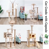 Cat condo Scratching Tree kitten Condo Wooden Cat House Cat scratcher post Pet Large Condo