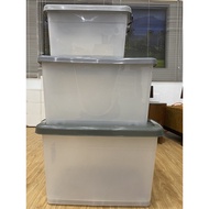 Smoky Plastic Storage Box combo set 3in1 25L + 50L + 80L Big Capacity Stackable Storage Organizer Wi