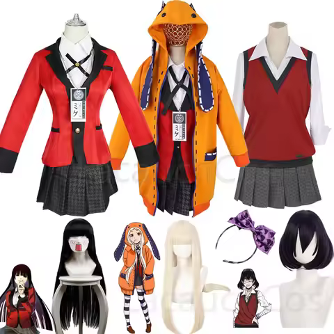 Jabami Yumeko Cosplay Compulsive Gambler Yumeko Jabami and Ikishima Midari JK Uniform Wig Free Headw