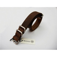 18mm 20mm 22mm 24mm NATO Zulu Brushed Steel Buckle NATO Genuine Leather Strap Dark Brown