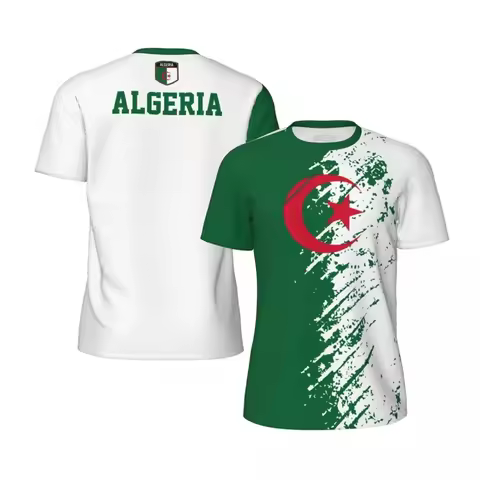 ALGERIA 3D Print Sports Quick-dry Breathable Men T-shirt Football Jersey Team Club Fan Training Pare