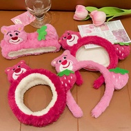 bos pink Lotso plush hair hoop headband cartoon cute Strawberry Bear hair band Headdress Women Hair Accessories